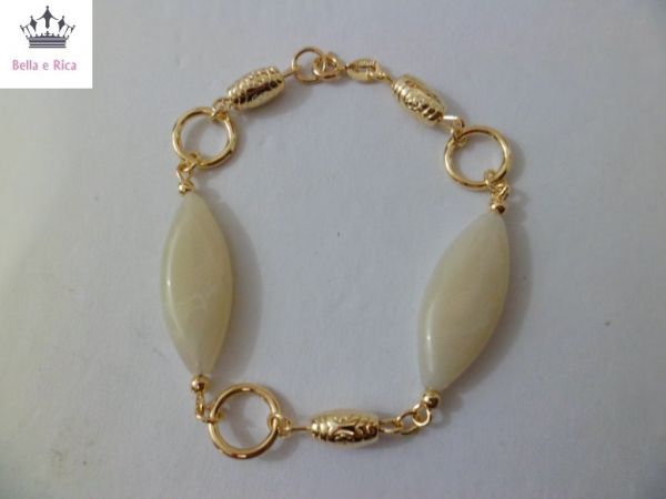 Pulseira Dourado com Pedras Branca