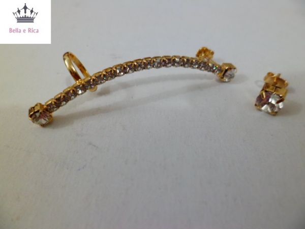 Brinco Ear Cuff com Strass (Folheado)